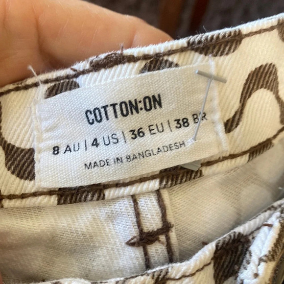 Cotton On High Rise Super Stretch Straight Leg Wavy Geometric Printed Jeans sz 4 - Picture 8 of 11